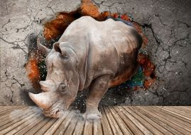 Фотообои Разрушительный 3D носорог