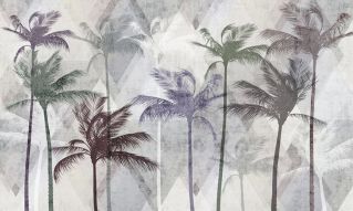 Фреска Пальмы на фоне геометрического рисунка