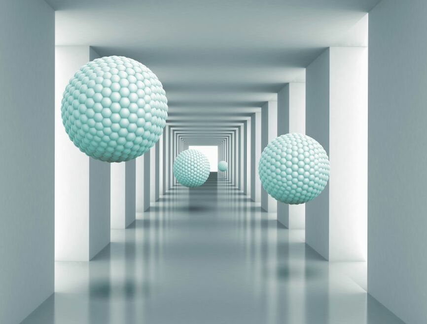 Картина на холсте 3D Бирюзовые шары в тоннеле, арт hd1507901