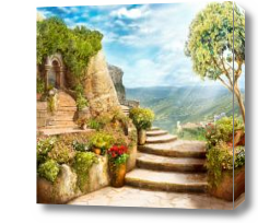 Картина лестница в горах